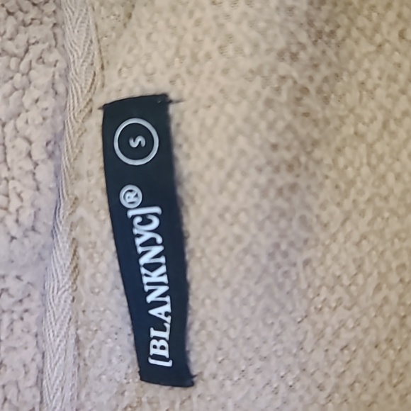 BLANK NYC Faux Sherpa Shearling 1/4 Zip Hoodie Teddy Tan Size S - Picture 7 of 10
